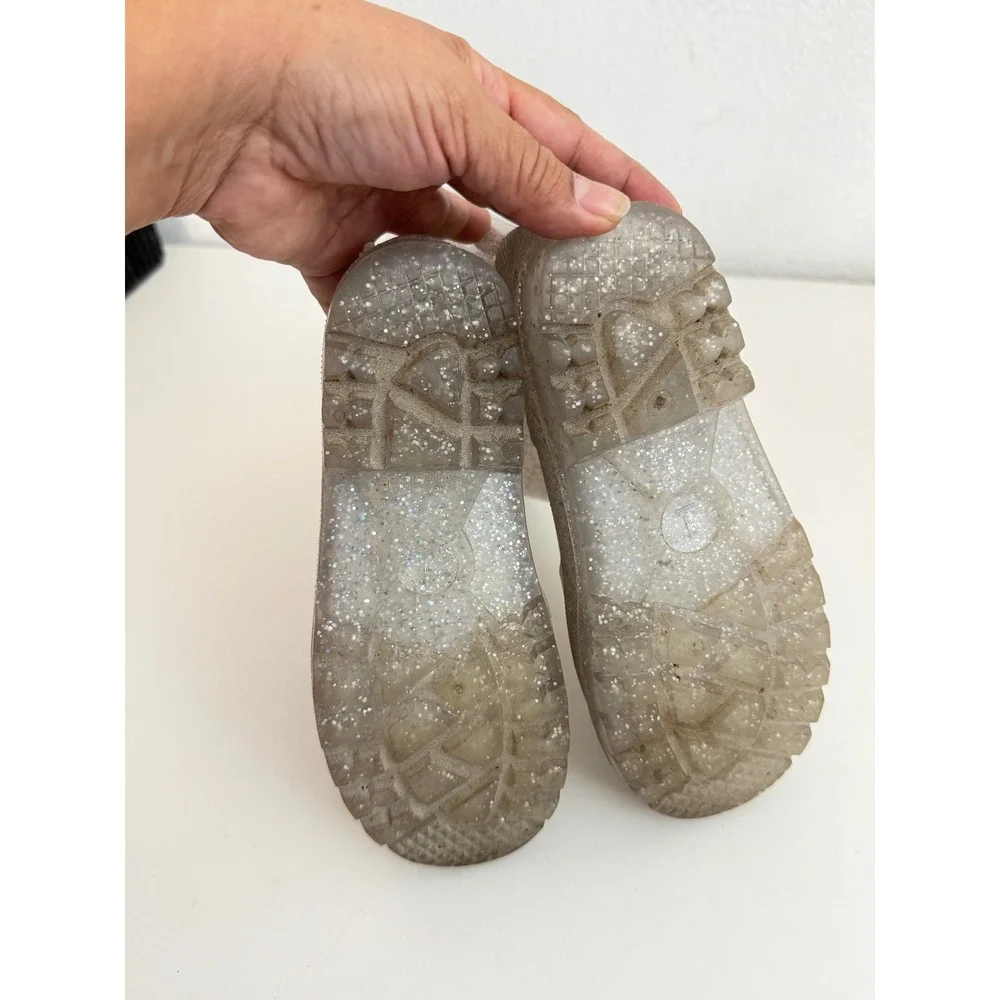 Olive & Edie Girls Silver Glitter Rain Boots Waterproof Jelly Boots Size 1